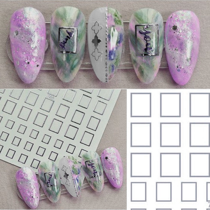 Nail Sticker Silver Rectangles