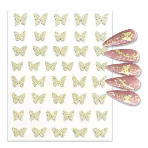 Nail Sticker Gold Butterflies