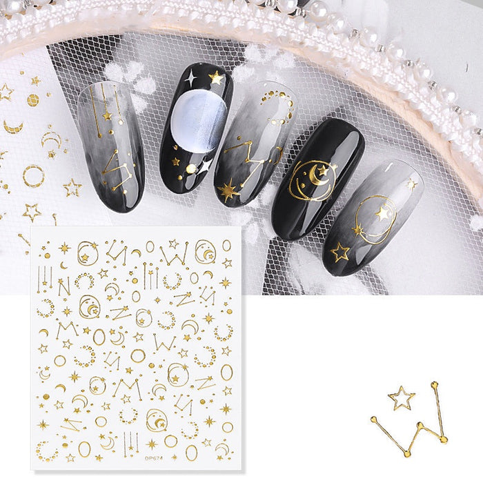 Nail Sticker Gold Outline Star Charts