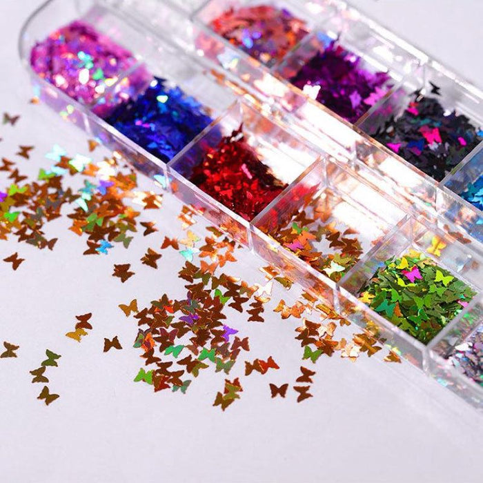 Nail Art Multicolor Metallic Butterflies