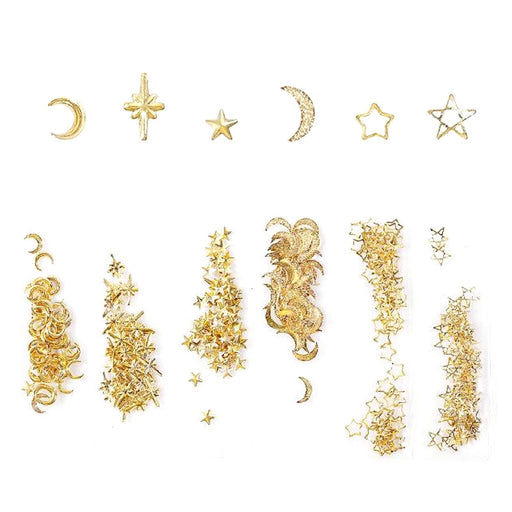 Nail Art Gold Moons & Stars